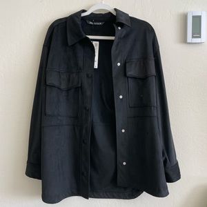 #ZARA brand new with tag #nwt black suede-like shacket